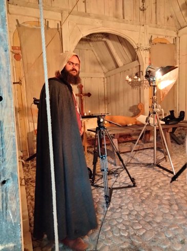 Den Mørke Viking, Marcus, ved filmoptagelse (foto: Charlotte Gillesberg)